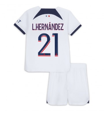 Paris Saint-Germain Lucas Hernandez #21 Vieras Pelipaita Lasten 2023-24 Lyhyet Hihat (+ Lyhyet housut)